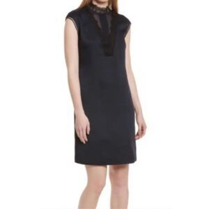 Ted Baker Jesyka navy blue black lace sheath dress size 3 (US 8)